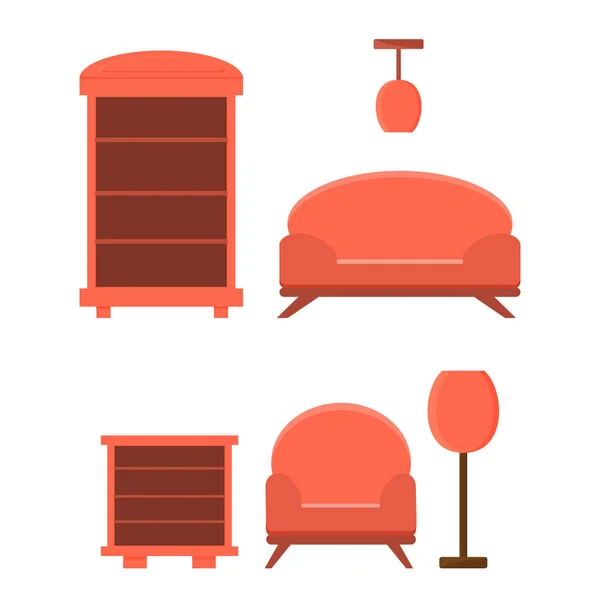 Set of furniture in one style, flat icon.