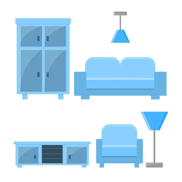 Set of furniture in one style, flat icon.