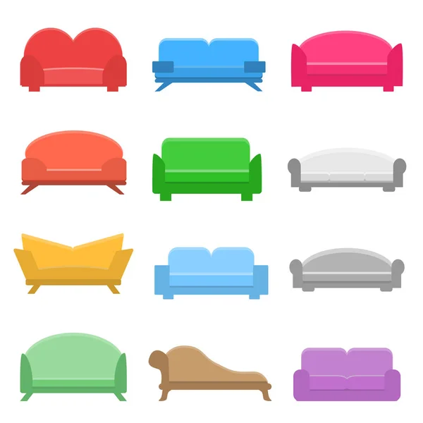 Farklı renklerde sofa seti, düz simge.