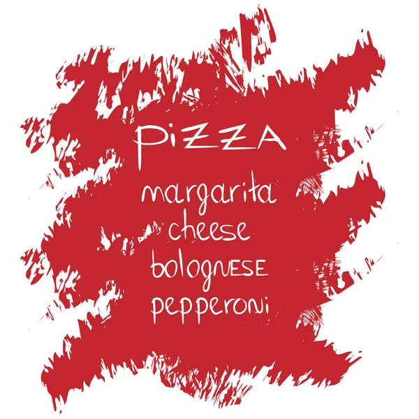 Parola pizza sullo sfondo pennellata . — Vettoriale Stock