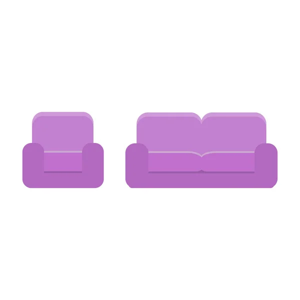 Sofa and chair in the same style, flat icon — Stock Vector