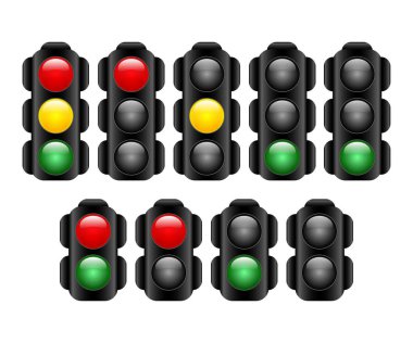 Gerçekçi bir tarzda trafik ışıkları seti. 