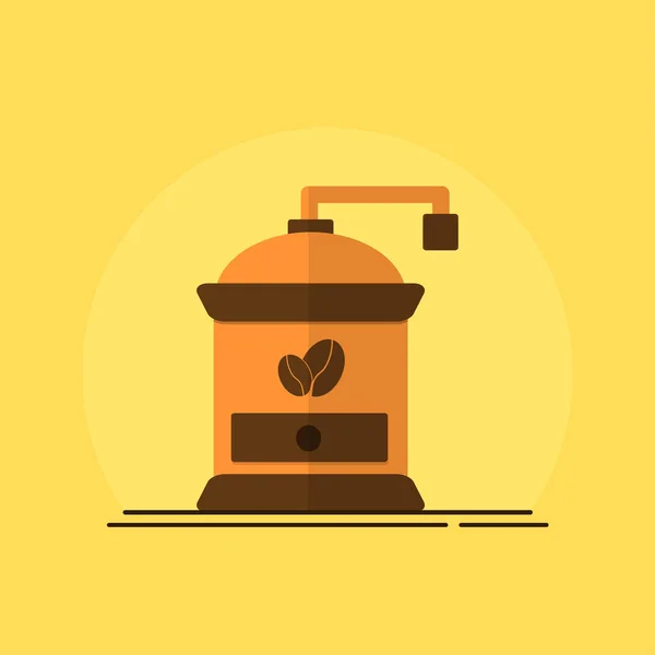 Koffiemolen pictogram met koffiebonen logo — Stockvector