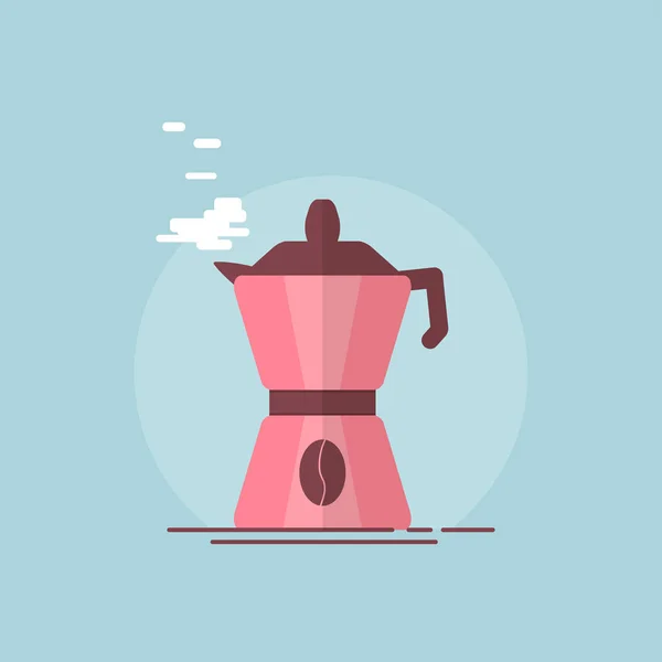 Kaffebryggare platt design ikon med kaffebönor — Stock vektor