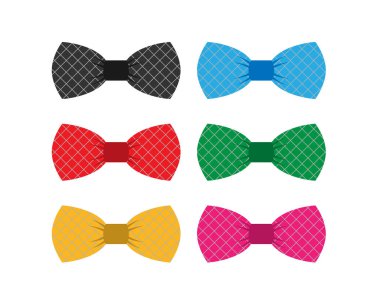 Beyaz zeminde farklı papyon vektör seti