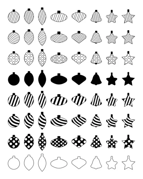Conjunto de iconos vectoriales de los juguetes del árbol de Navidad . — Vector de stock