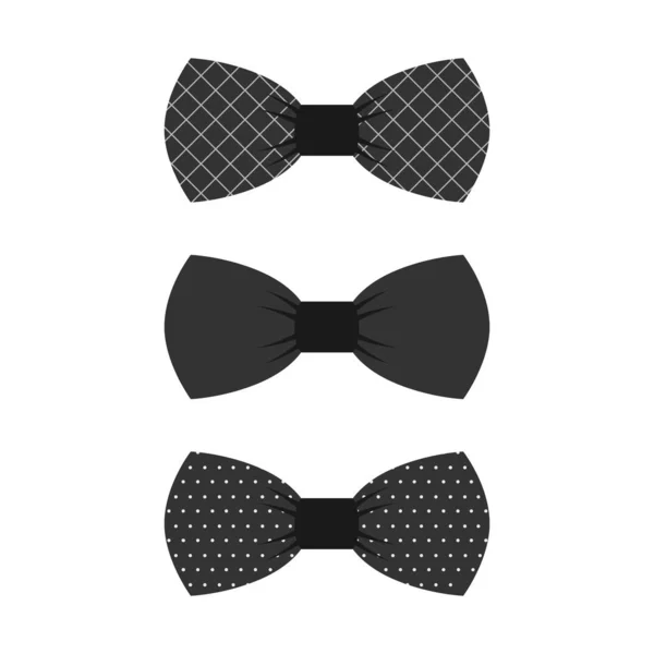 Vector set of different bow ties on white backdrop — Stock Vector
