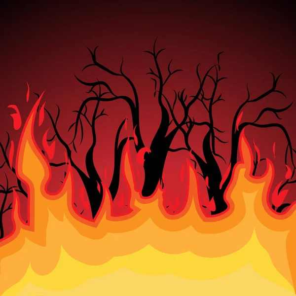 Pożaru w projektowaniu lasu. Płaska ilustracja. — Wektor stockowy