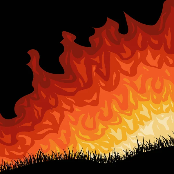 Fuego en el diseño del vector forestal.Ilustración plana — Archivo Imágenes Vectoriales