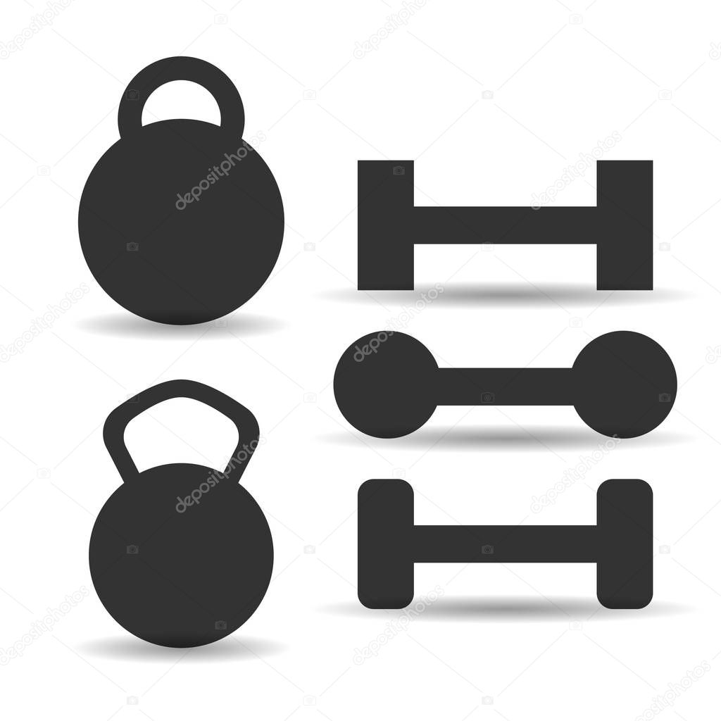 vector silhouette of dumbbell. Sport icon