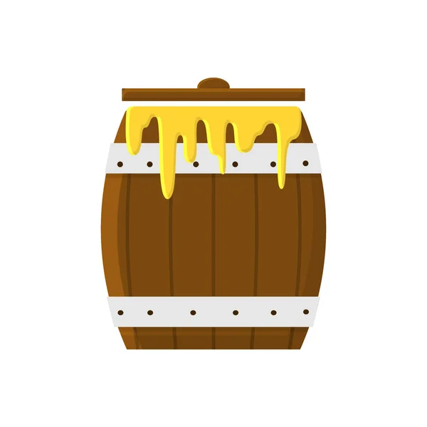 Vector flat illustration of wooden barrel — Stock Vector