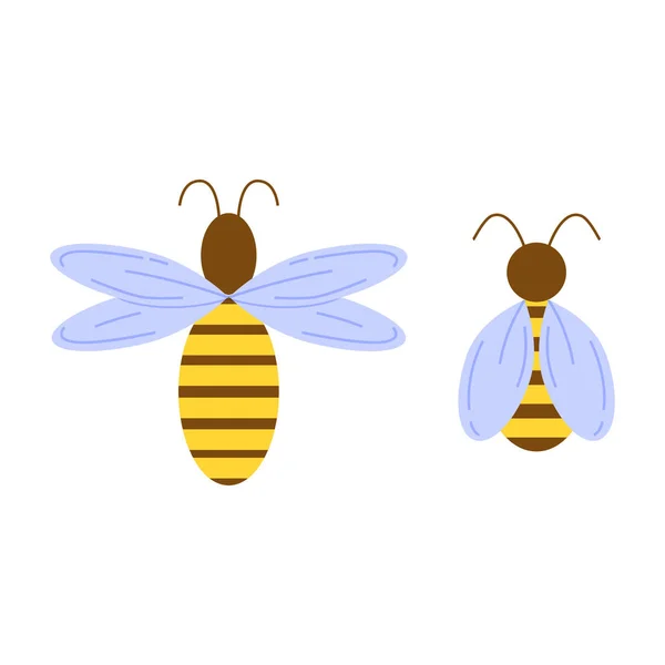 两个平面蜜蜂，矢量图标用于设计和网页 — 图库矢量图片