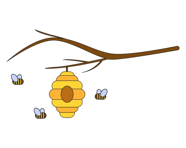 Мультфильм пчелиный улей символ дизайна и веб — стоковый вектор