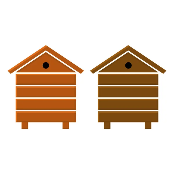 Dřevěné úly ikony v plochém stylu. — Stockový vektor