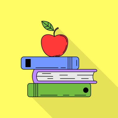 Kitap ve elma vektör illüstrasyon