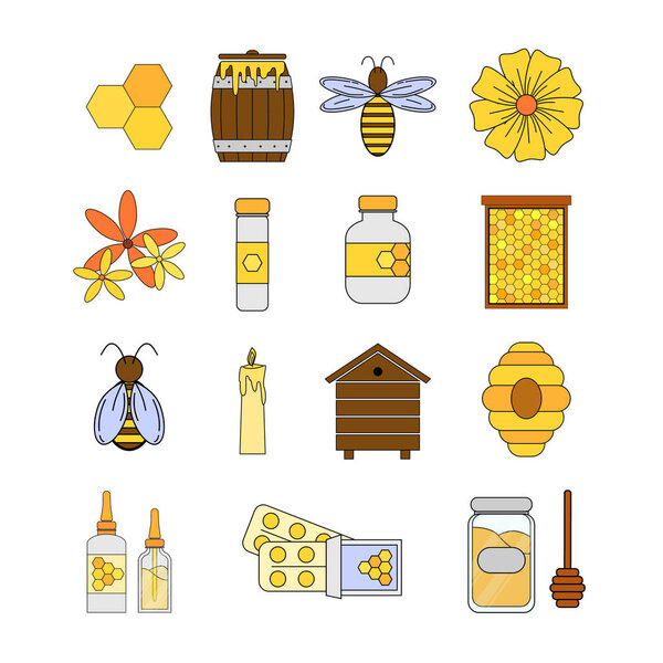Набор объектов прополиса. Векторные иконки
.