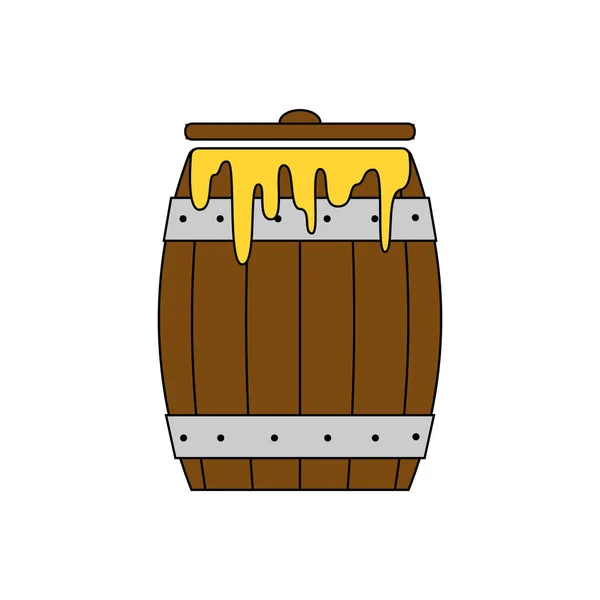 Ilustração de desenho animado vetorial de barril de madeira — Vetor de Stock