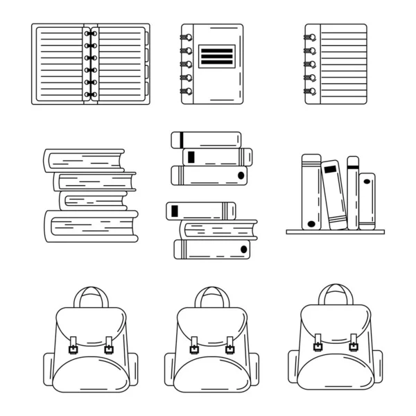 Set school tools in overzichts stijl — Stockvector