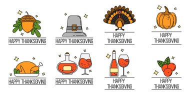 Şükran logolar seti. Vektör Illustration