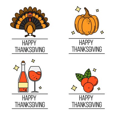 Şükran logolar seti. Vektör Illustration