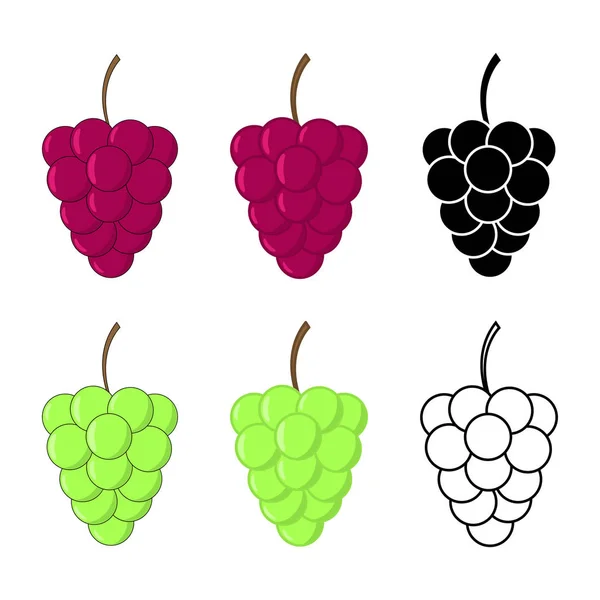 Grape illustration in flat style. Icons for design — Stock Vector