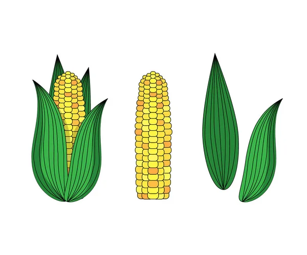 Icone di mais in stile cartone animato. Illustrazione vettoriale — Vettoriale Stock