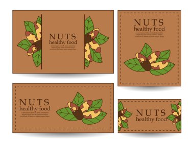 Brezilya fındık vektör afiş ve kart seti.