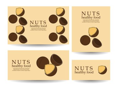 Macadamia somunlu vektör afişleri ve kartları seti
