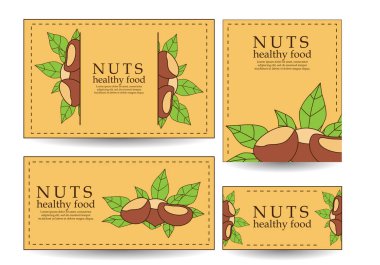 Vektör afiş ve kestane ile kartlar kümesi. 