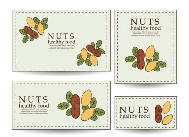 Yer fıstığı ile vektör afiş ve kart seti.