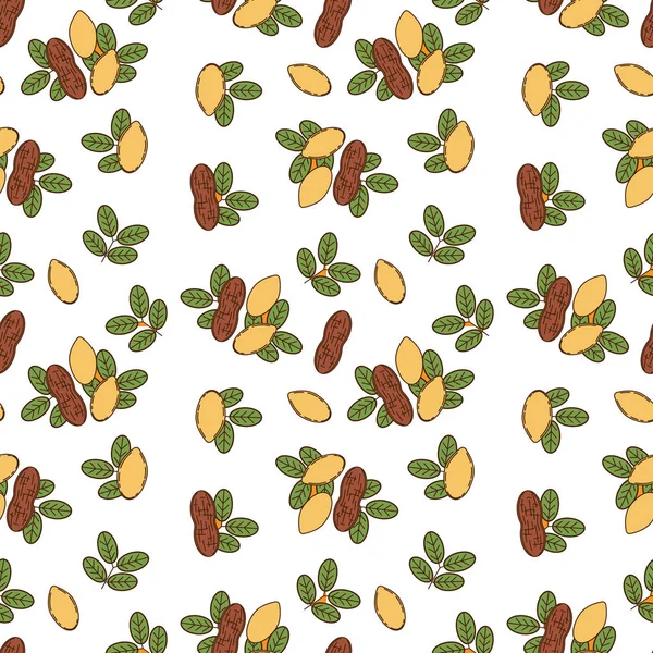 漫画スタイルのピーナッツのシームレスなパターン — ストックベクタ