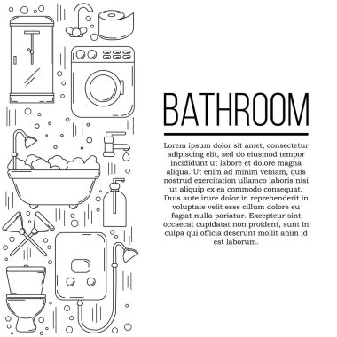 Banyo kartı konsepti. Tasarımınız için vektör tesisat illüstrasyon