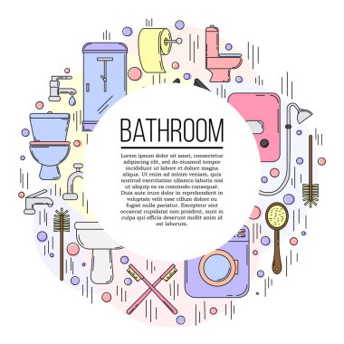 Banyo kartı konsepti. Tasarımınız için vektör tesisat illüstrasyon