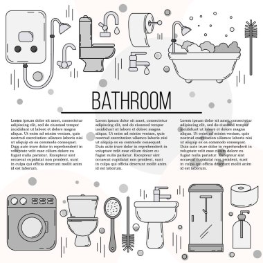 Banyo kartı konsepti. Tasarımınız için vektör tesisat illüstrasyon