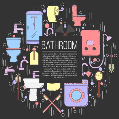 Banyo kartı konsepti. Tasarımınız için vektör tesisat illüstrasyon