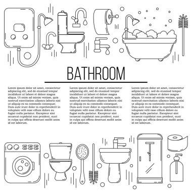 Banyo kartı konsepti. Tasarımınız için vektör tesisat illüstrasyon