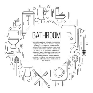 Banyo kartı konsepti. Tasarımınız için vektör tesisat illüstrasyon