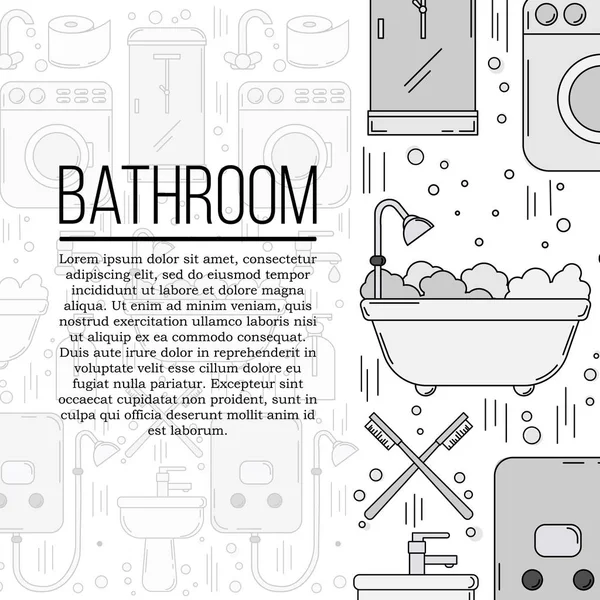 Badkamer kaart concept. Vector sanitair illustratie voor uw ontwerp — Stockvector