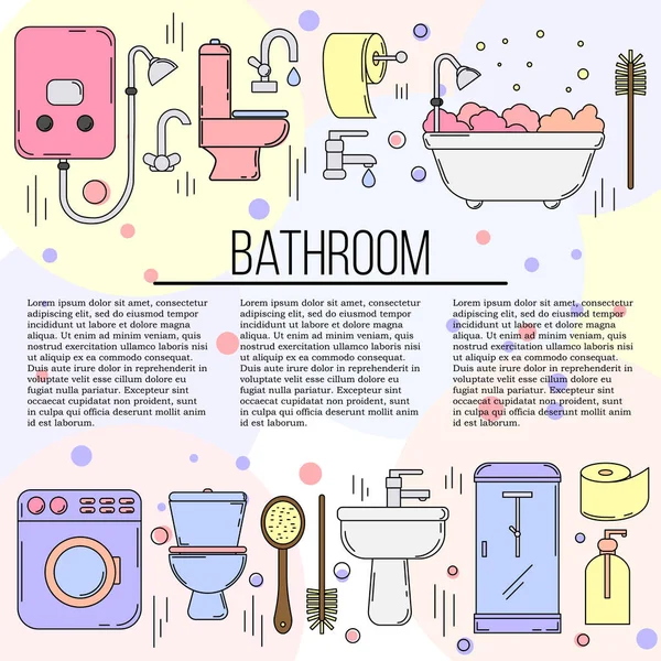 Banyo kartı konsepti. Tasarımınız için vektör tesisat illüstrasyon