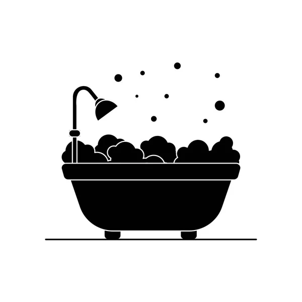 Bañera con icono de espuma. Cuarto de baño ilustración simple . — Archivo Imágenes Vectoriales