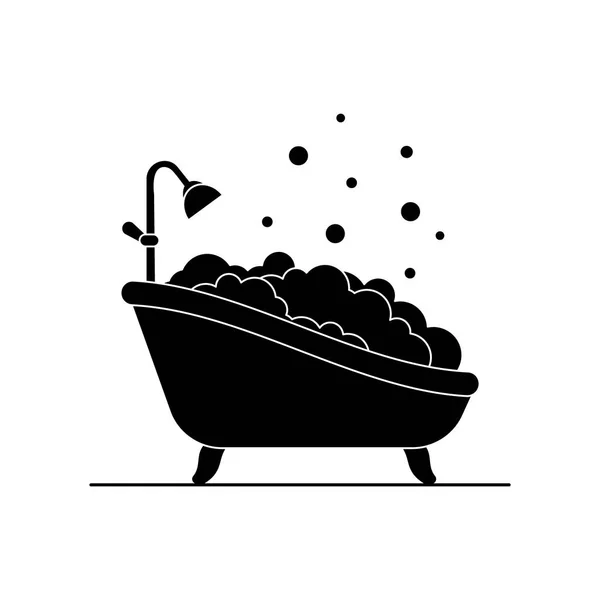 Badewanne mit Schaumstoffsymbol. Bad einfache Illustration. — Stockvektor