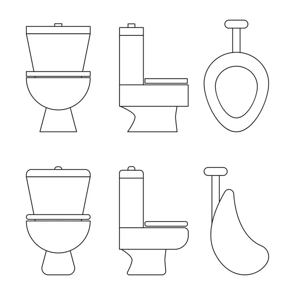 Gesichts- und Profilumrisse illustrieren Toilette und Urinal. — Stockvektor