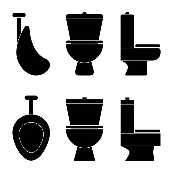 Vollständiges Gesicht und Profil einfache Darstellung von Toilette und Urinal. — Stockvektor