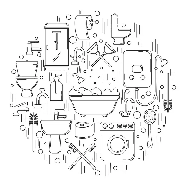 Koncepcja karty łazienkowe. Wektor hydraulika ilustracja dla Twojego projektu — Wektor stockowy