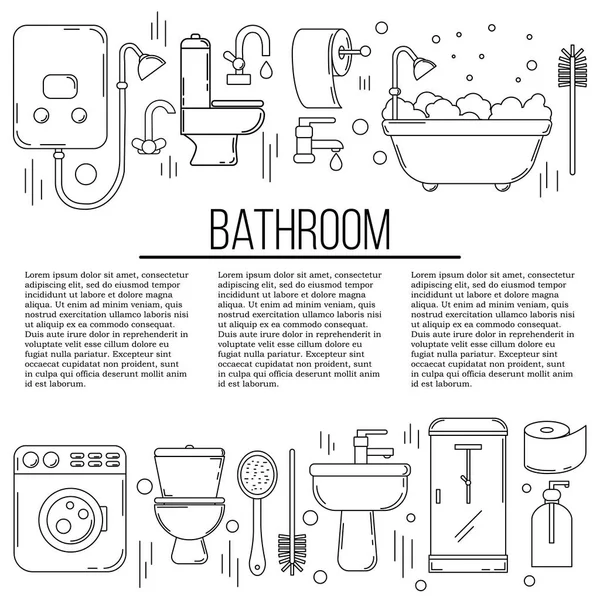 Banyo kartı konsepti. Tasarımınız için vektör tesisat illüstrasyon