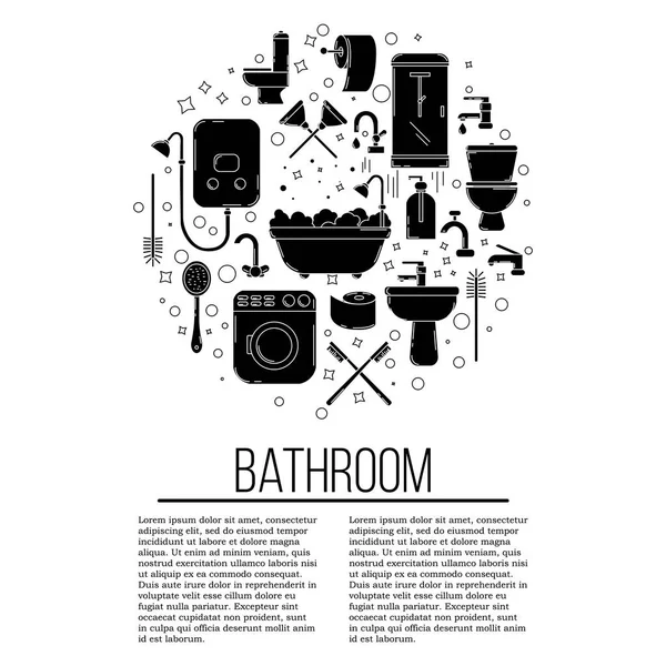 Banyo kartı konsepti. Tasarımınız için vektör tesisat illüstrasyon