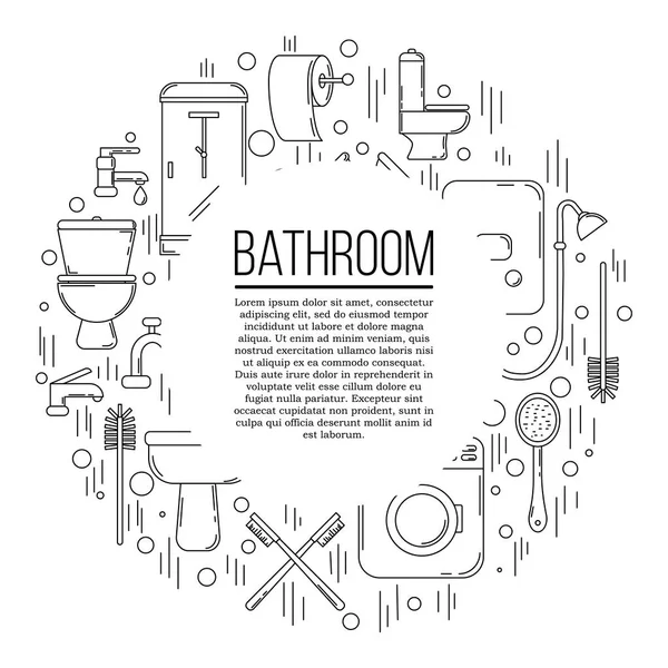 Bathroom card concept. Vector plumbing illustration for your design — Stock Vector