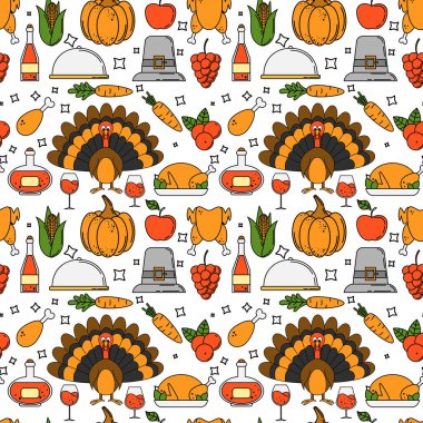 Şükran Günü 'nün kusursuz bir düzeni var. Kumaş ve duvar kağıdı tasarımı için resimleme.