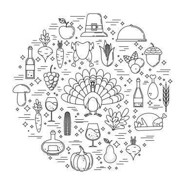 Şükran Günü kartı konsepti. Tasarım ve ağ için vektör illüstrasyonu