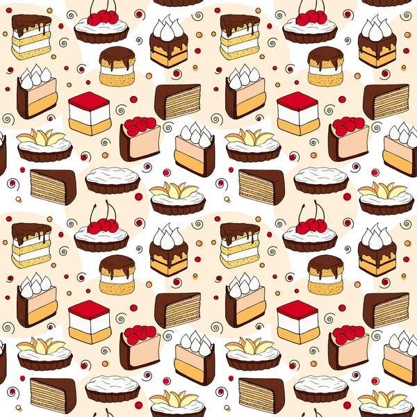 Concetto di carta da dessert. Illustrazione di torte per design e web , — Vettoriale Stock